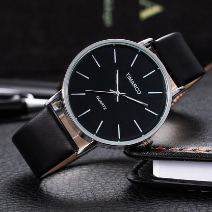 Montre minimaliste en cuir et acier pour femme