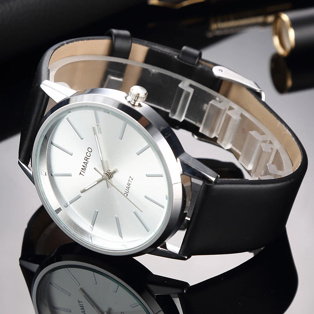 Montre minimaliste en cuir et acier pour femme