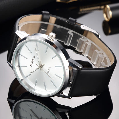 Montre minimaliste en cuir et acier pour femme